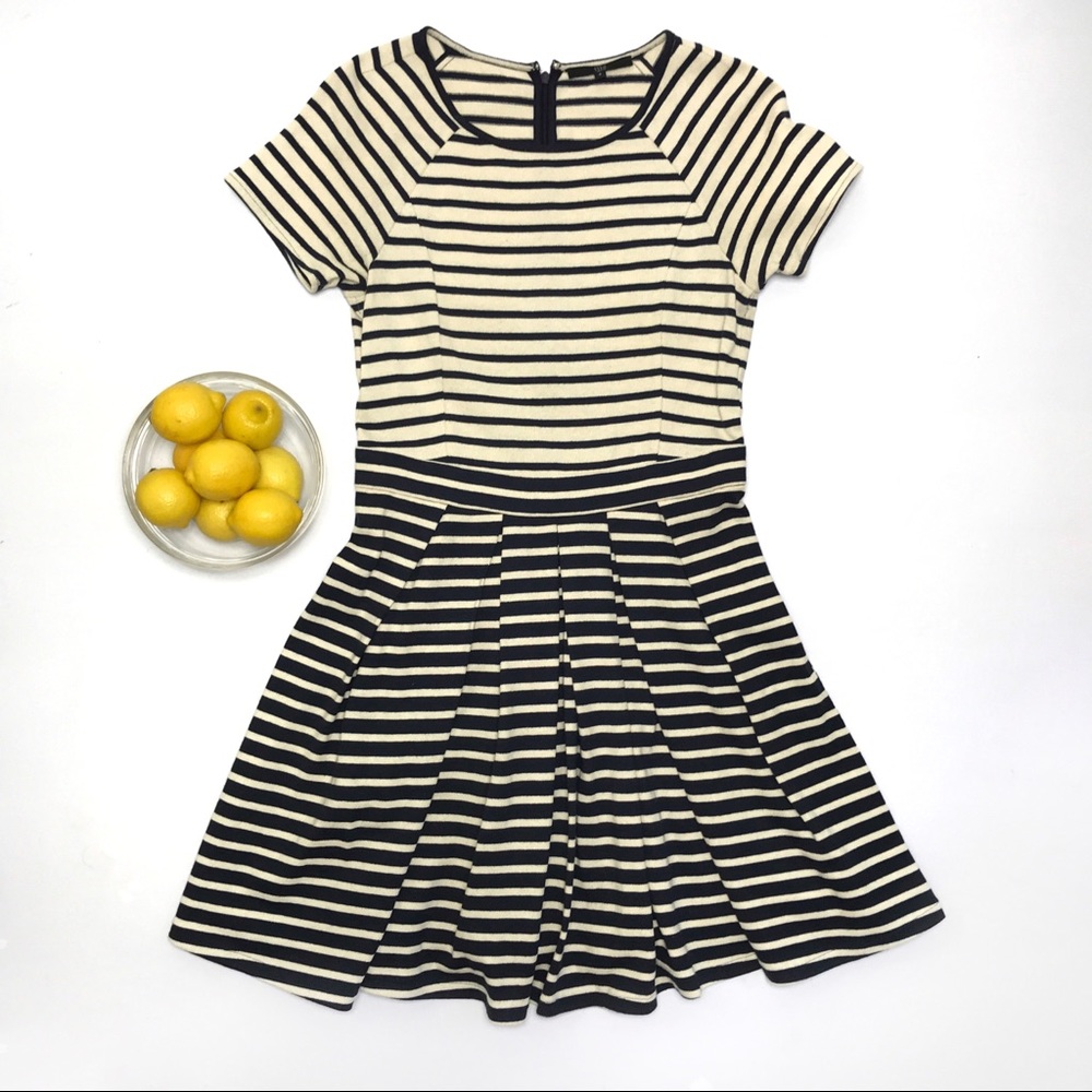 Tibi Horatio Stripe Knit Pleated Dress